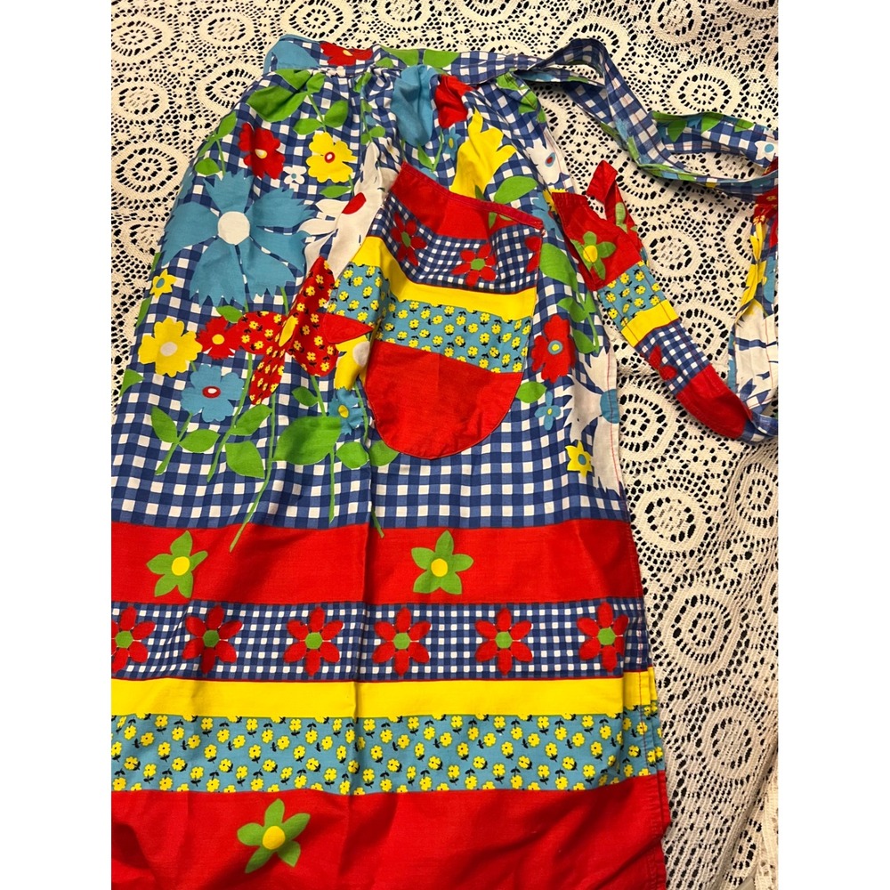Vintage Cotton Patchwork Floral Gingham Apron | Oven Mitt | Cottagecore